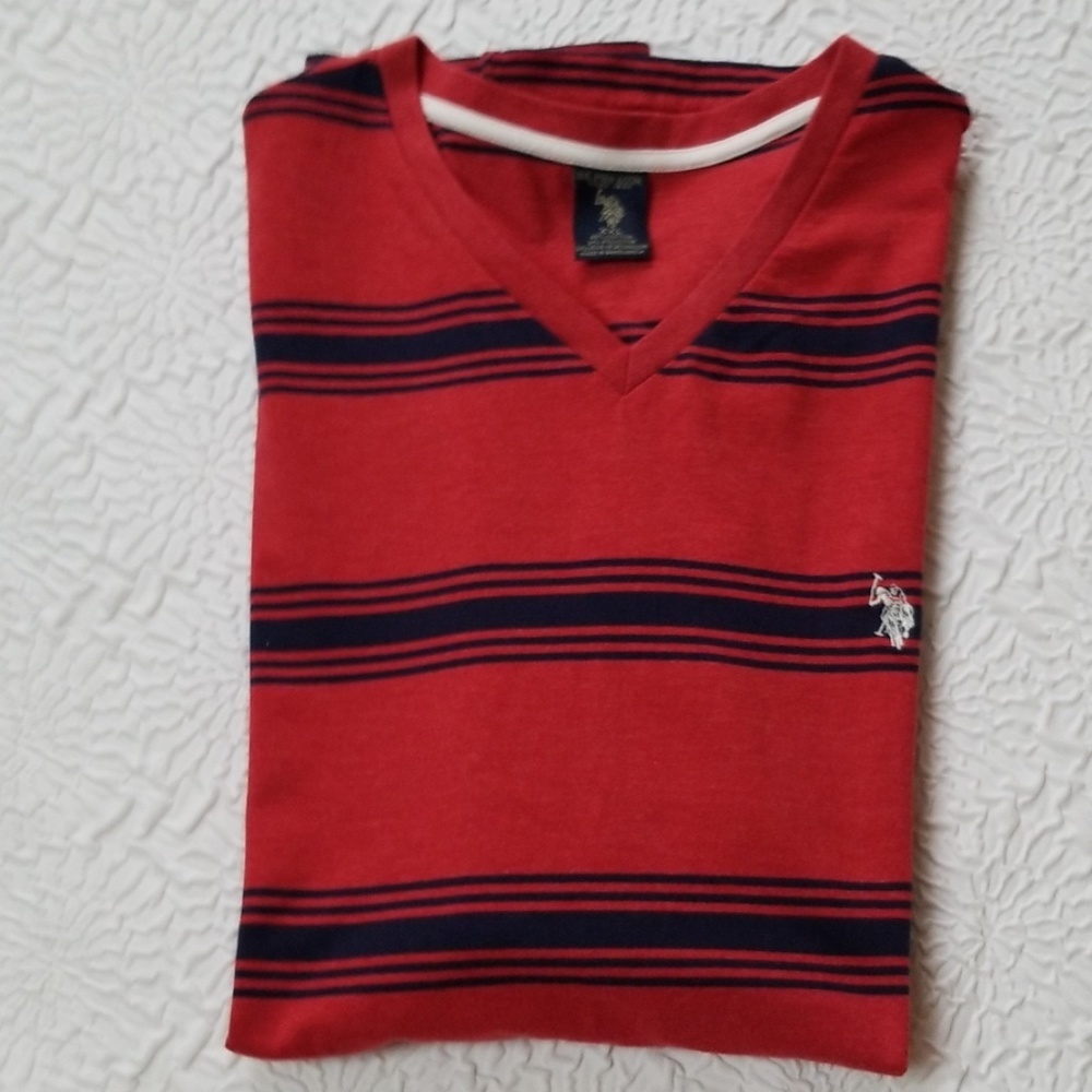 U.S. Polo Assn. Men's V-Neck Red Navy T Shirt — image 7 of 7